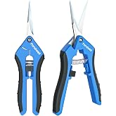 Fondwell 6.5" Small Pruning Shears for Gardening, Plant Trimming Scissors | 2pcs Garden Snips, Ultra-Sharp Stainless Steel Straight &amp; Curved Blades, Non-Stick Lightweight for Detailed Gardening