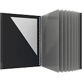 Oxford 10 Pocket Folder, Sturdy Plastic Spiral Portfolio, Anti-Tear Edges, 8 Pockets, 2 Diagonal Interior Pockets, Letter Size, Black (89332)