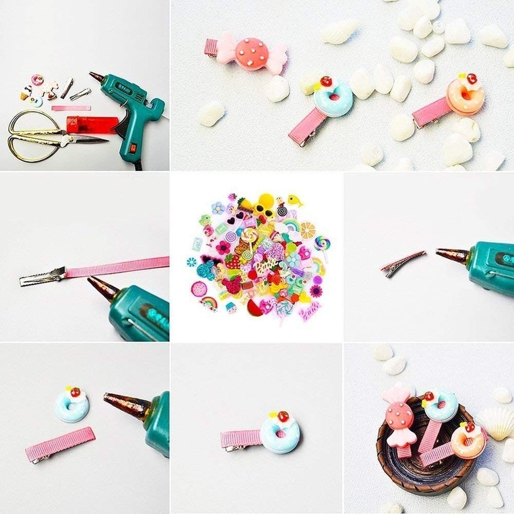120 Pcs Slime Charms Mixed Candy Sweets Resin Flatback Slime Beads Making Supplies for DIY Scrapbooking Crafts Whith Storage Box