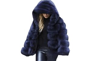 Lisa Colly Women's Winter Parka Coat Overcoat Long Sleeve Faux Fur Coat Jacket