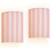 BAISTSAELER Wall Sconces Set of Two Battery Operated Pink Pattern Cute Wireless Plug in Wall Lights Fixtures Remote Dimmable for Bedroom Living Room Hallway