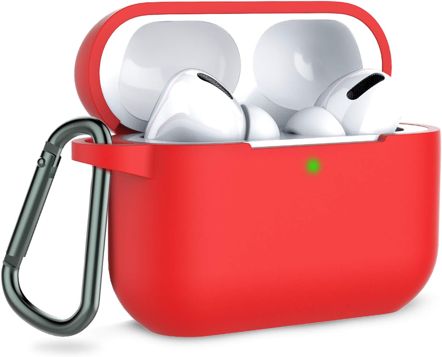 Coffea AirPods Pro Case with Keychain, AirPods 3 Protective Cover Silicone Case for AirPods Pro Charging Case (Front LED Visible) (Red)