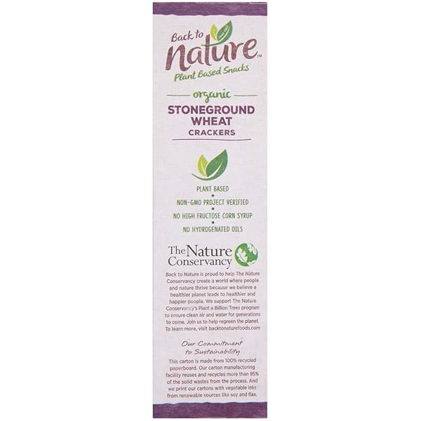 BACK TO NATURE CRACKERS, ORGANIC, STONEGROUND WHEAT, 6 OZ