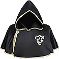 Nuoqi Asta Cosplay Hooded Cape Black Bulls Robe Anime Short Black Bull Cloak for Men Boys Halloween