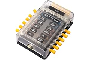 12 Way Fuse Block with Negative Bus bar Camper Car Grounding Blocks Truck RV Trailer Boat Automotive Fuse Box 12volt - 32volt