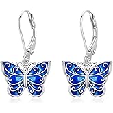 Twoowl Dragonfly/Butterfly/Hummingbird/Bee Leverback Earrings 925 Sterling Silver Hypoallergenic Moonstone Dangle Drop Earrings Animal Jewelry Gifts for Women Girlfriends Birthday