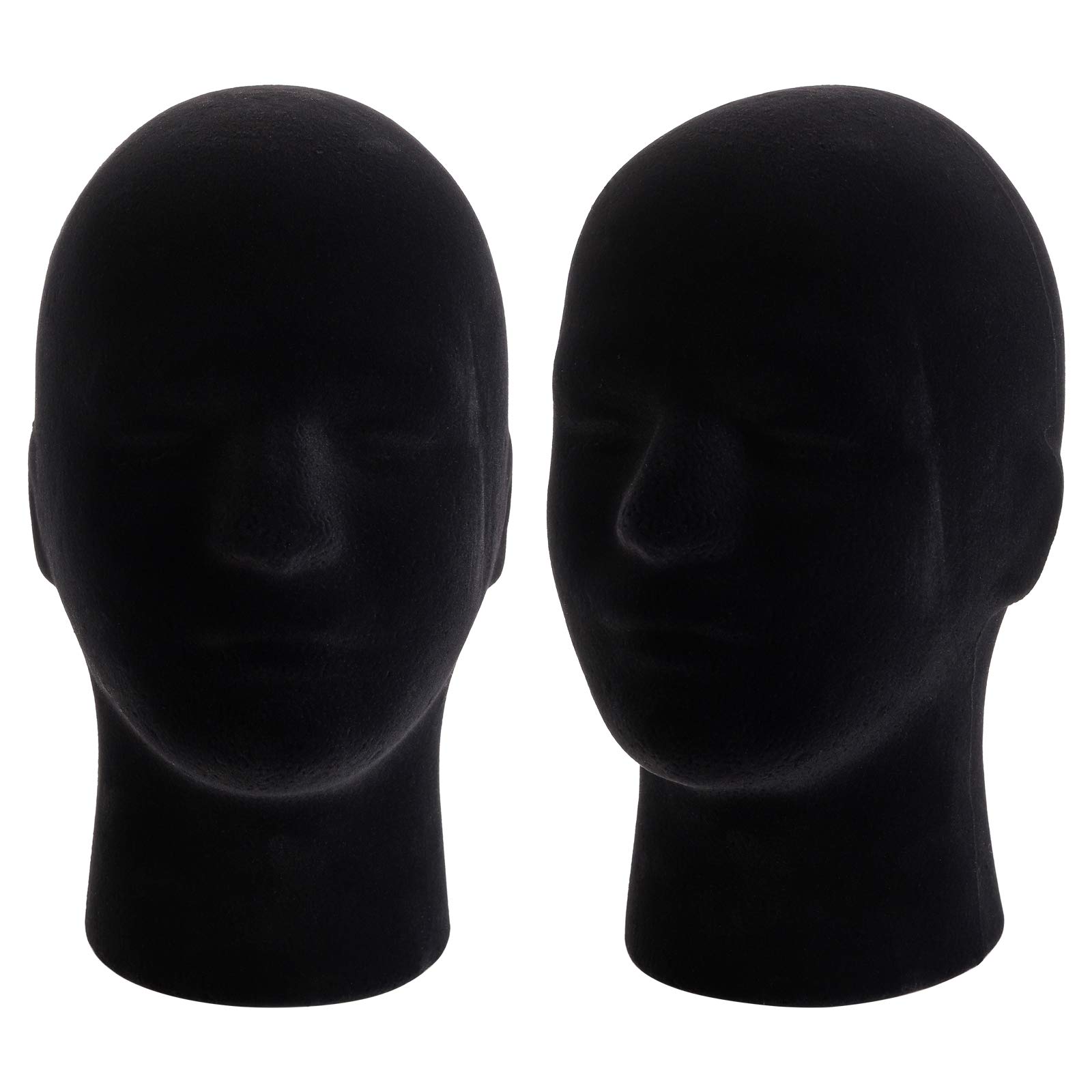 Photo 1 of Hedume 2 Pack Mannequin Head Stand Model, Foam Black Velvet Male Wigs Display Model, Mannequin Manikin Head for Wig, Hat, Glasses