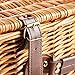 VonShef 4 Person Wicker Picnic Basket Hamper Set with Flatware, Plates and Wine Glasses includes Blue Checked Pattern Lining and Free Picnic Blanket