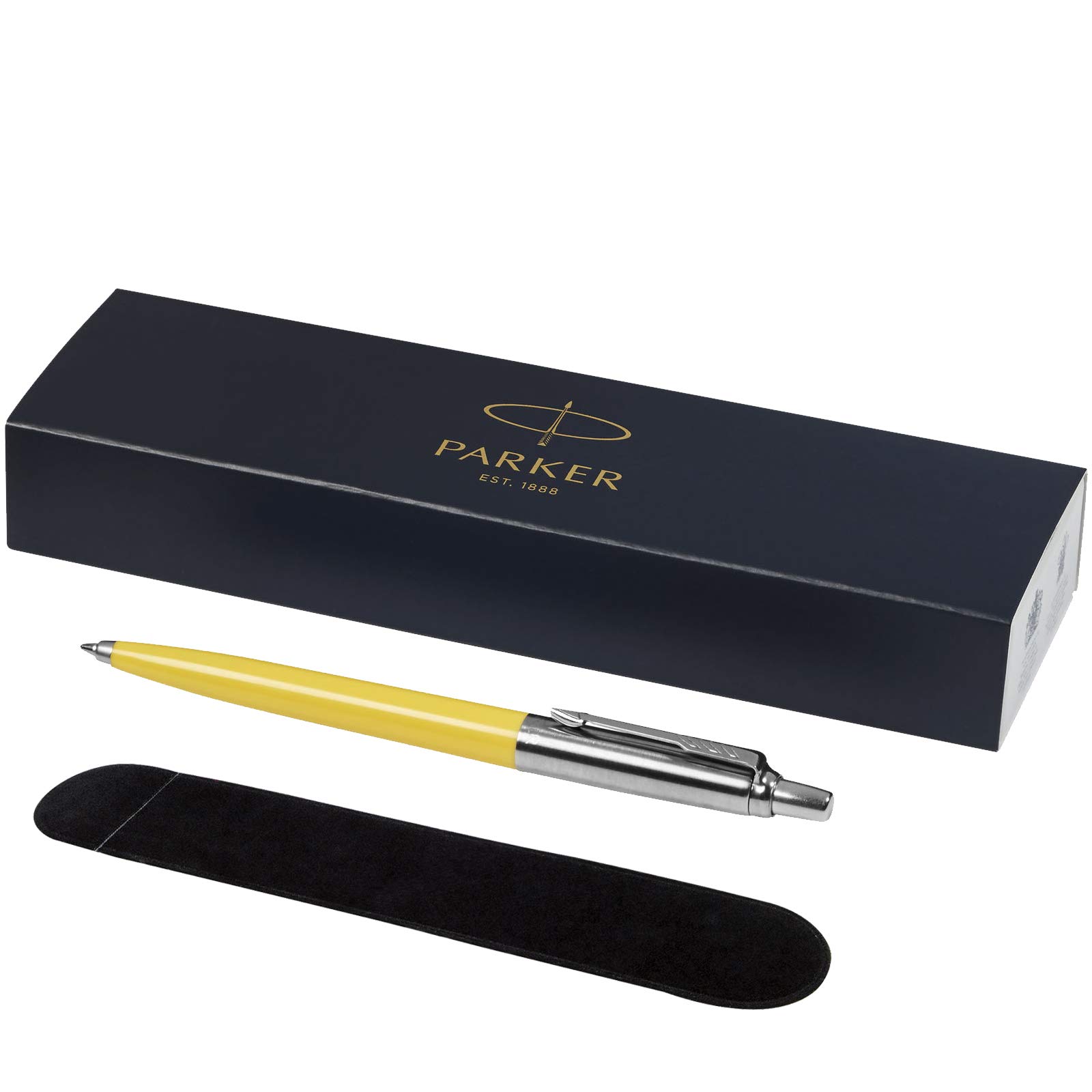PARKER - Jotter ballpoint Pen with Velvet Pouch in Gift Box - black ink (yellow),18 x 5.4 x 2.8 cm