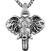 vogueteen Men's Silver Stainless Steel Ganesh Elephant God Pendant Necklace Jewelry Gift