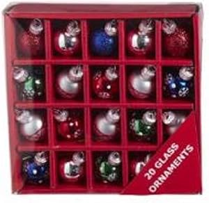 Kurt Adler GG0925 Miniature Multi-Color Ball Holiday Decor Ornaments, Set of 20, Glass and Iron