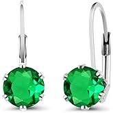 Gem Stone King 6MM Round Gemstone Birthstone Leverback Earrings For Women | 925 Sterling Silver | Fine Jewelry Gifts for Her Mom Women Wife