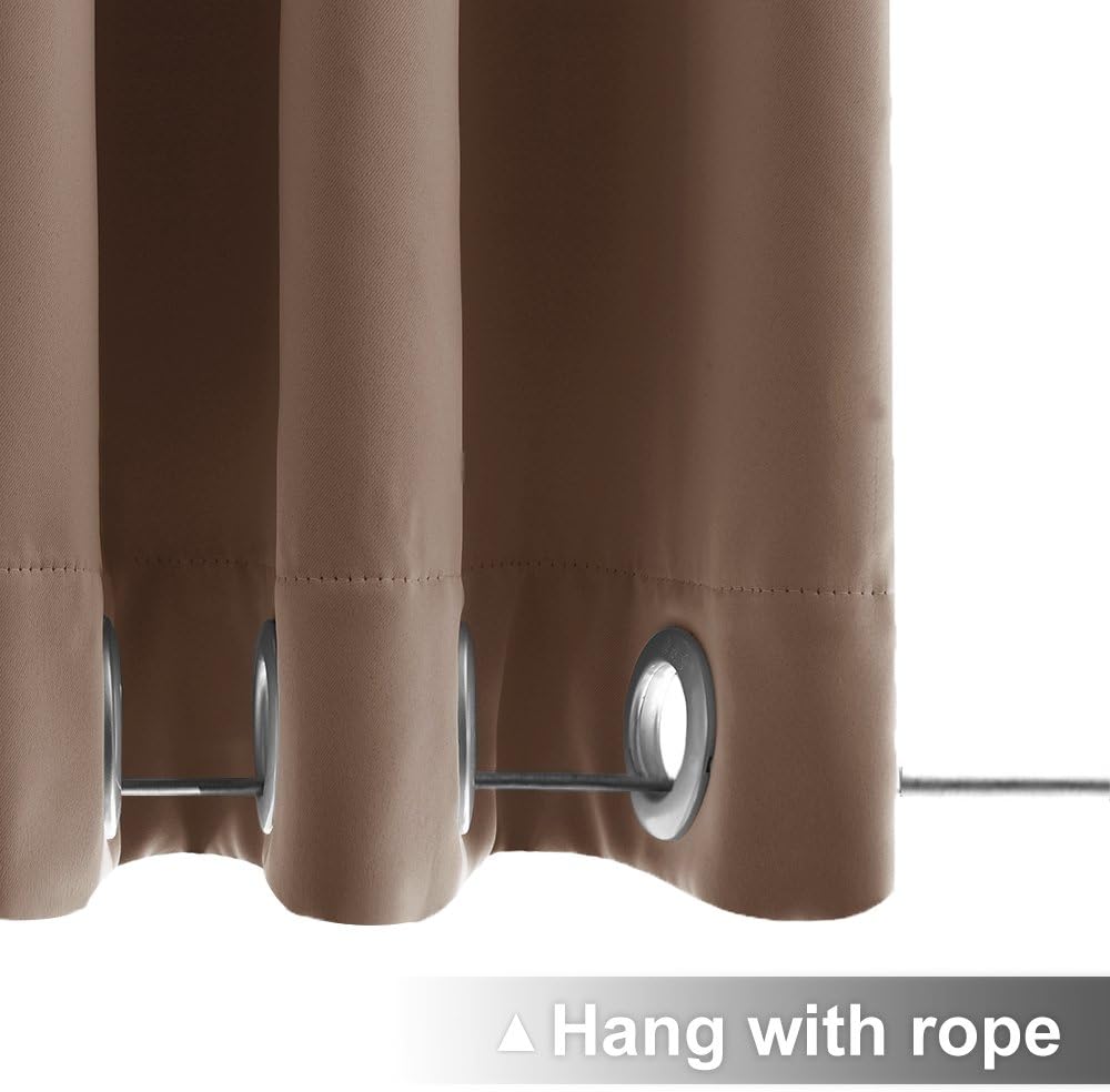 NICETOWN Outdoor Curtain Grommet Top and Bottom, Thermal Insulated Keeps The Rain Out Versatile Vertical Drape, Blackout Heavy Weight Wind Break Outdoor Drapery (52 by 108 inches,1 Piece, Tan-Khaki)