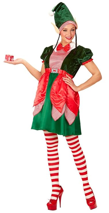Karneval-Klamotten Weihnachtself Weihnachtswichtel Weihnachtshelfer Kostüm Damen Weihnachtselfen Damen-Kostüm Größe 38/40