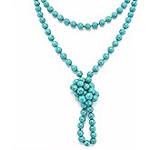 Sheplus Christmas Gifts for Grandma - Extra Long Genuine Original Turquoise Beaded Choker Multi Strand Necklace Handmade Statement Boho Western jewelry