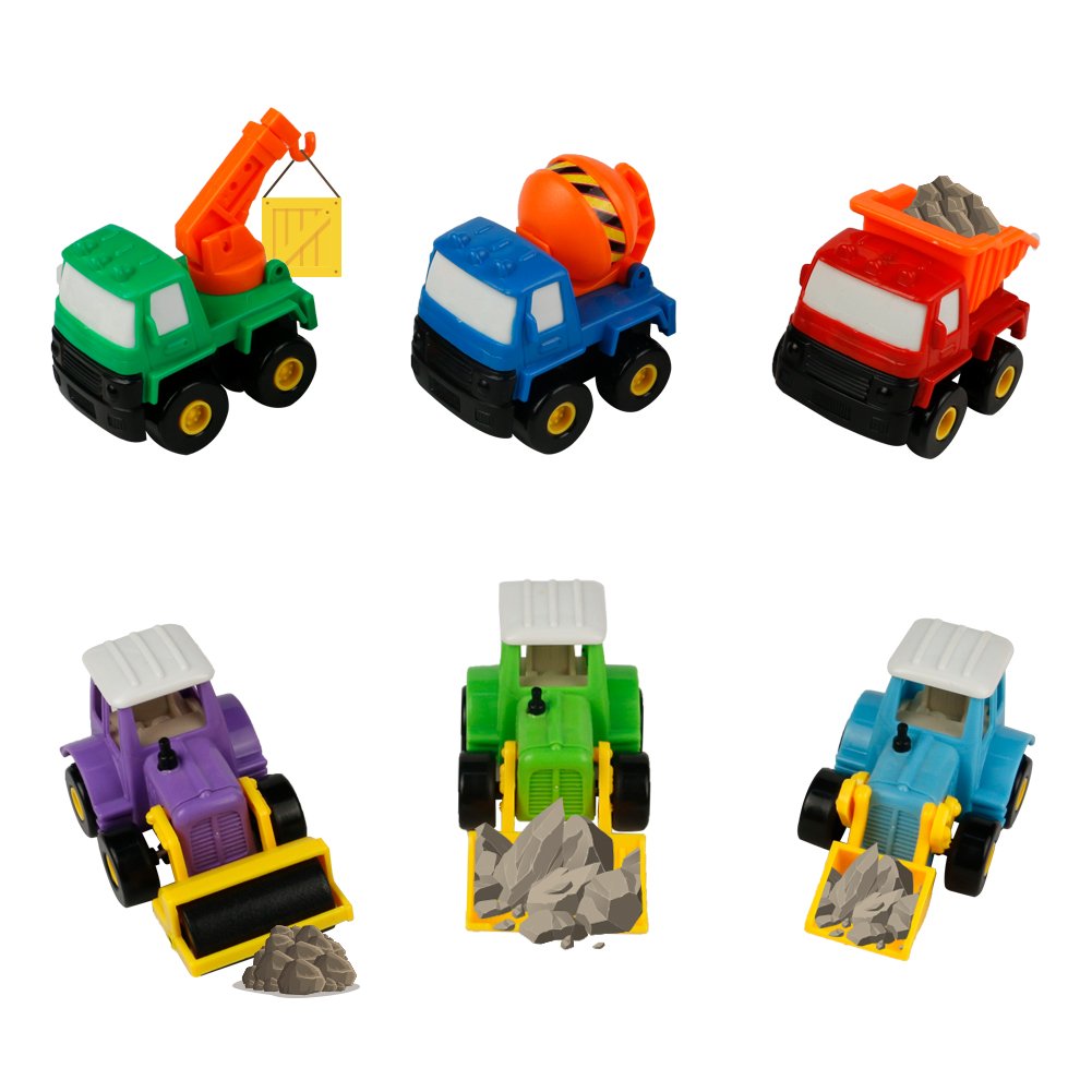 Truck Toy Car Construction Toys Pull Back Vehicles Best Party Supplies Favors Christmas Birthday Gifts for Kids Boys Girls 3 Years and Up, 6pcs(Color Vary)
