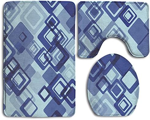 3 Piece Set Non-slip Bathroom Rug Flannel Shower Mat Machine-Washable Bath Mats With Water Absorbent Soft Memory Foam - Dynamic Geometry