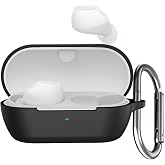 USTIYA Case for Sony WF-C710N Wireless Headphones Protection Cover Full-Body Soft Silicone with Keychain Headphone Accessories Funda Carcasa (Black)
