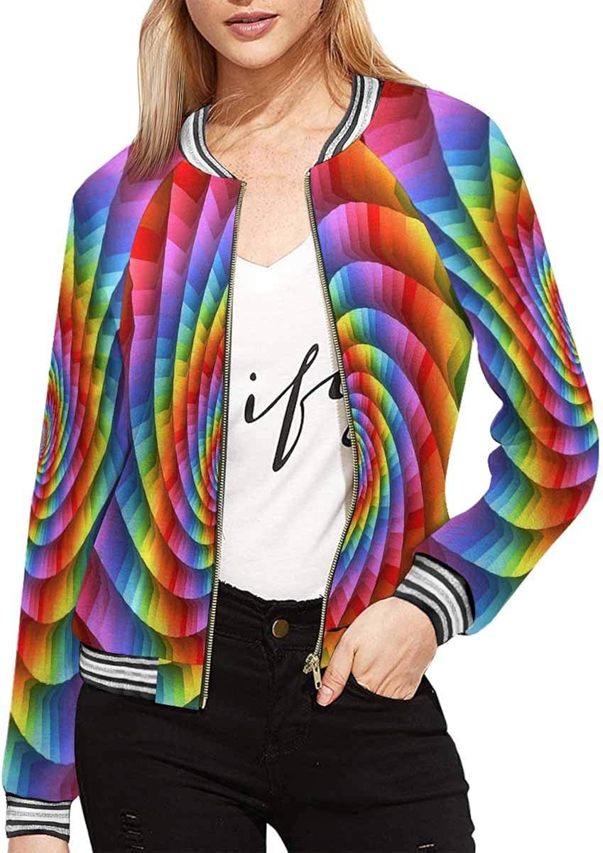 INTERESTPRINT Women's Psychedelic Pastel Rainbow Spiral