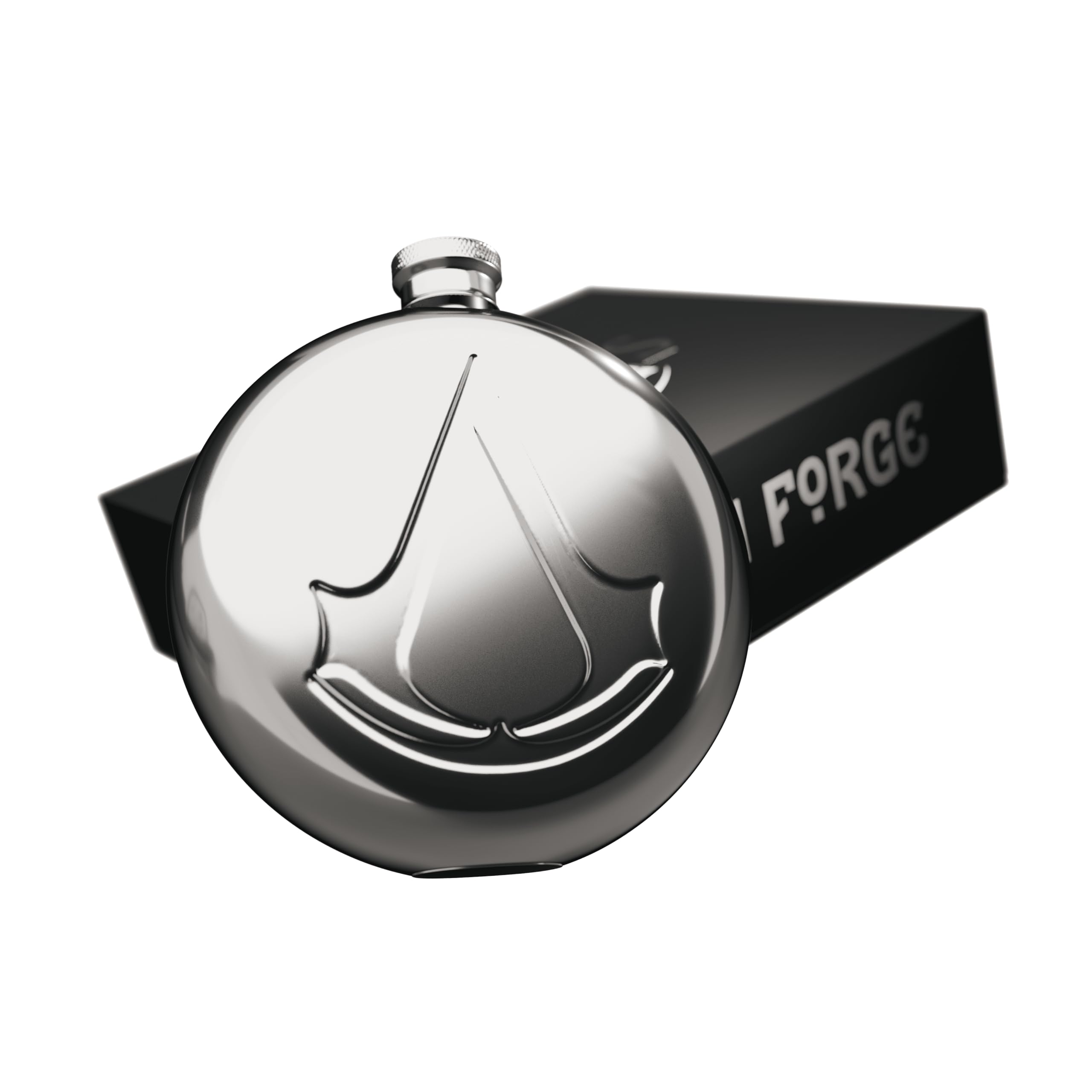 Officially Licensed Assassin's Creed Hipflask - Official Assassin's Creed Merchandise. Assassin's Creed Stainless Steel Hip Flask Gift Set with 2x 30ml Stainless Steel Shot Glasses & 1x Filling Funnel