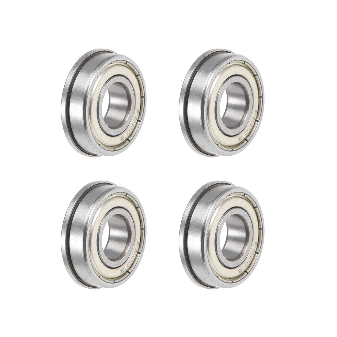 sourcing map F6001ZZ Flanged Ball Bearing 12x28x8mm Shielded Chrome Steel Flange Rip Bearings 4pcs
