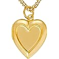 LIFETIME JEWELRY Inlaid Heart Locket Necklace for Women 24k Real Gold Plated