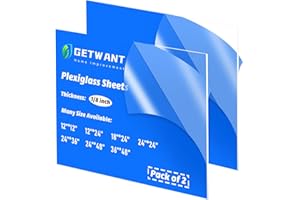 GetWant 24x36 Plexiglass Sheets - 1/8 inch Thick - 2 Pack 24x36 Clear Acrylic Sheets - 3mm Thick Lucite Acrylic Board - Idea for Frames,Windows,Displays,Signage,Crafts - Custom Cut to Size Plexiglass