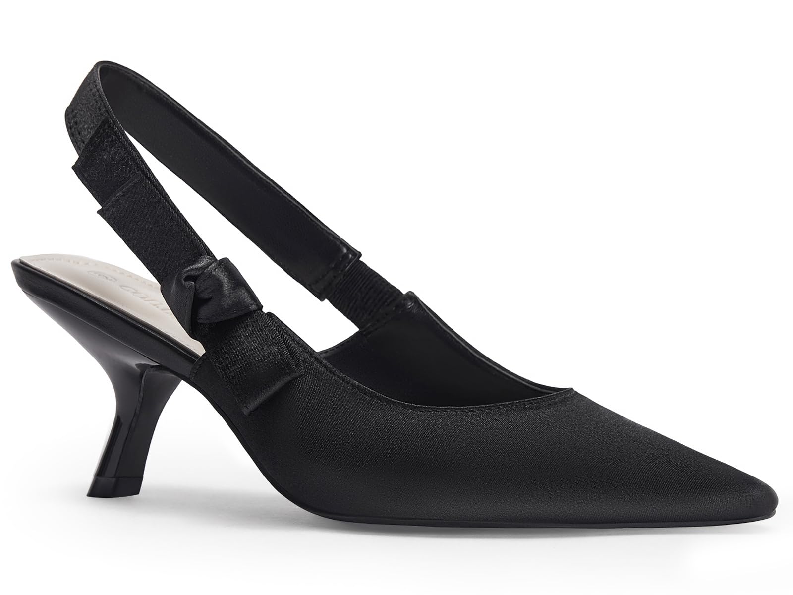 Arromic Womens Slingback Kitten Heels Closed Toe Heels Pointed Toe Low Pump Shoes Dress Work Bridal Wedding Heel Shoes Nude/Black main image 1
