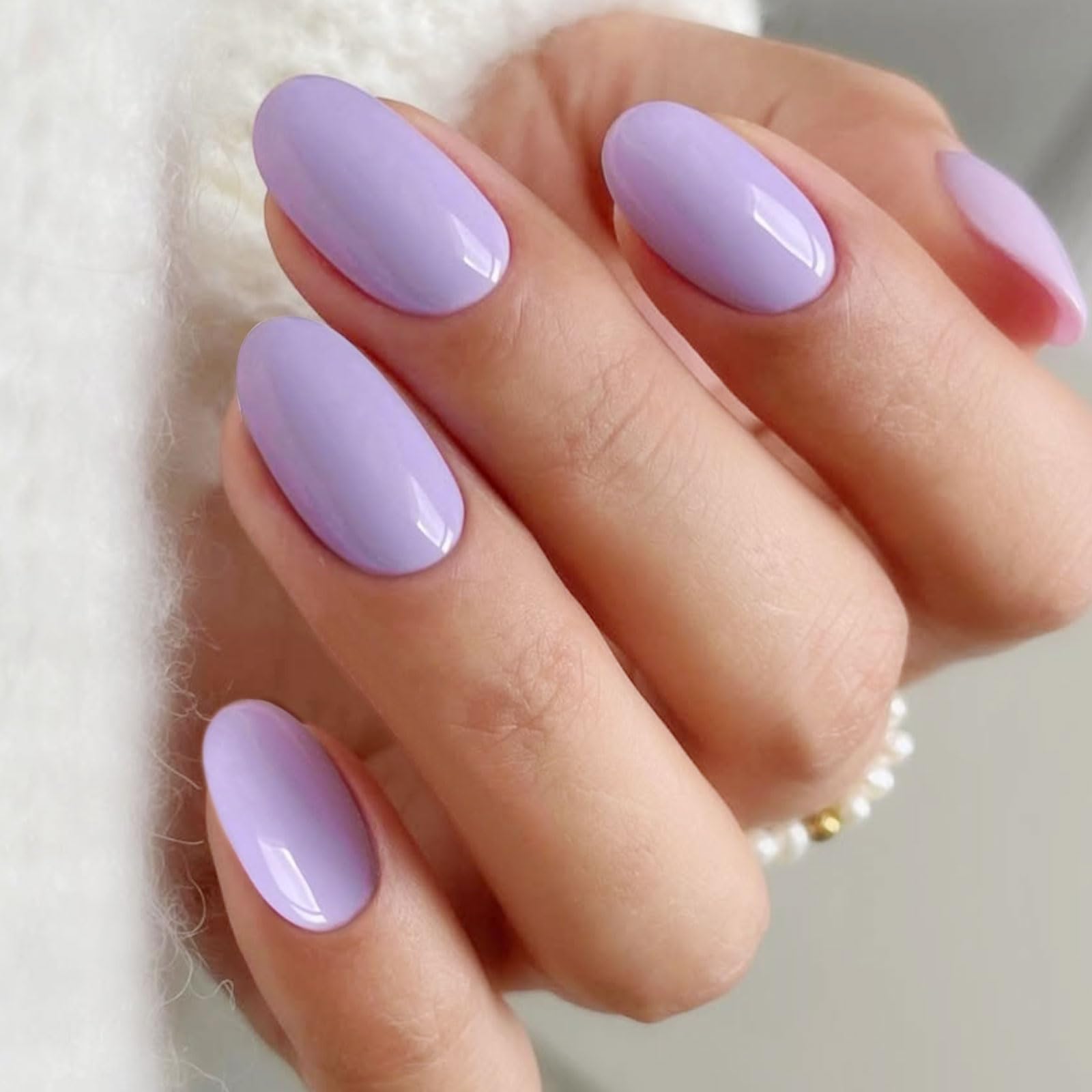 JMEOWIO Semi Cured Gel Nail Strips Pale Purple Gel Nail Stickers Nails Art Design Decoration Accessories