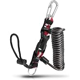 OVOVFANY Scuba Diving Coiled Lanyard with Quick Release Buckle | Heavy-Duty 316 Stainless Steel Retractable Spring Safety Rope with Clip and O-Ring for Underwater Camera &amp; Dive Light