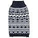 Blueberry Pet 4 Patterns Vintage Tinsel Knit Fair Isle Dog Sweater in Midnight Blue, Back Length 12