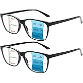 COJWIS Progressive Multifocus Reading Glasses Blue Light Blocking,Spring Hinge Readers for Women Men (2 Black, 1, multiplier_x)