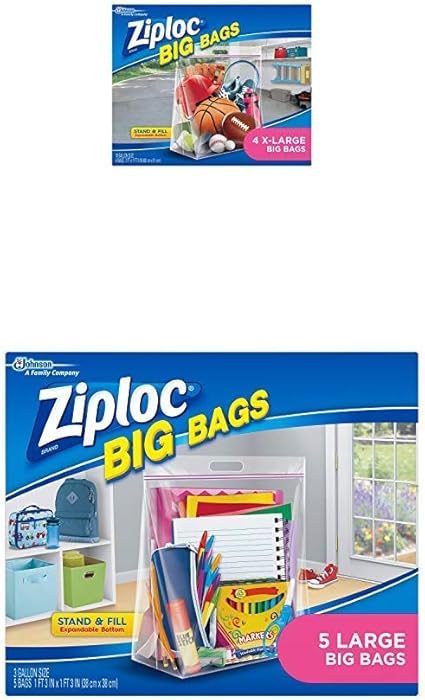 Amazon Com Ziploc Big Bag Double Zipper X Large 4 Count And Big Bags Large 5 Count Health Personal Care