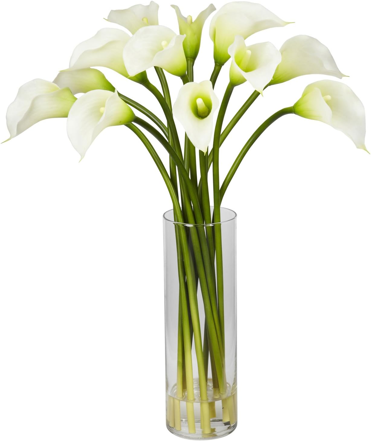 Nearly Natural 1187-CR Mini Calla Lily Silk Flower Arrangement, Cream, 15 In. W x 15 In. D x 20 In. H