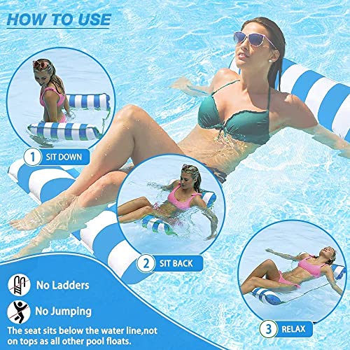 FUNNYTA 3 Pack Water Hammock, 4-in-1 Multi-Portable Water Pool Float Hammock (Saddle, Lounge Chair, Hammock and Drifter) for Adults, Suitable for Travel, Family and Recreation