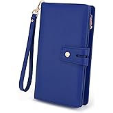 UTO Wristlet Wallet for Women Detachable Checkbook Holder Card Bill Phone Organizer Large Clutch Purse