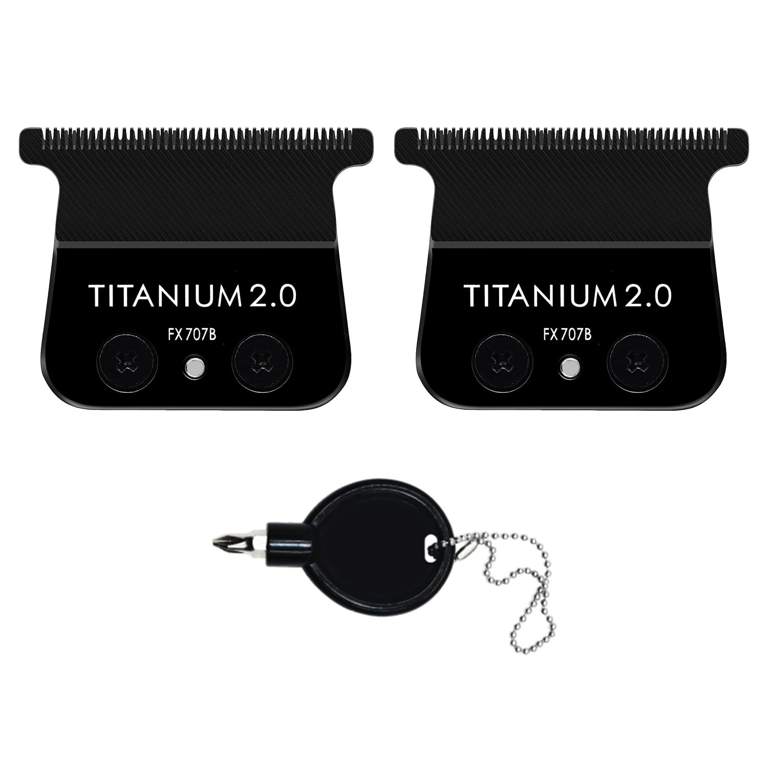 FX707B DLC Replacement Blades Compatible with BaBylissPRO FX787 & FX726 Barberology Trimmer Blades (Black 2 Pack)