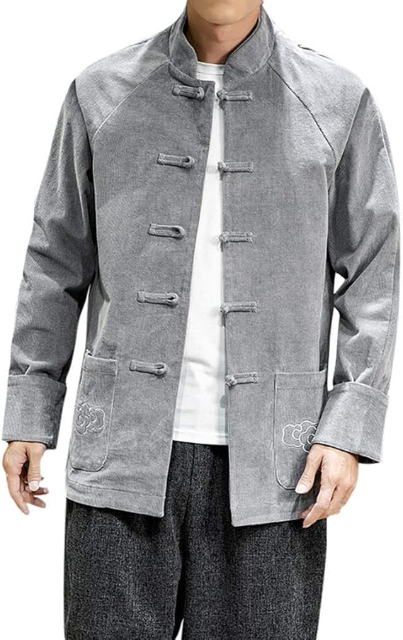 Amazon E Bears メンズ 中華服 チャイナ服 シャツ コート ジャッケト ブラウス トップス 無地 長袖 秋 冬 カジュアル スポーツ 中華風 中国風 シャツ 通販