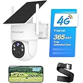 Vearoat 4G LTE Cellular Security Camera Outdoor System, 360 Days Unlimited Data,Wireless Solar Security Camera，Remote Monitoring, Motion Sensor, Human Tracking, 360°Viewing,2K Color Night Vision