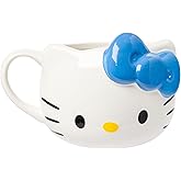 Silver Buffalo Sanrio Hello Kitty Blue Bow Ceramic 3D Sculpted Mug, 20 Ounces