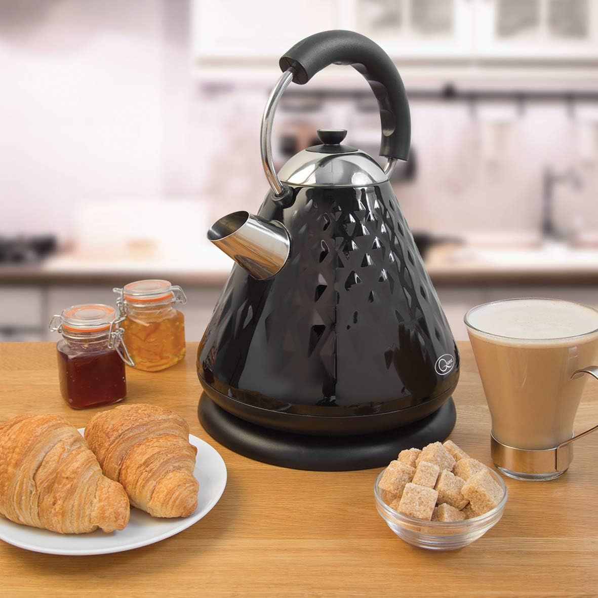 Quest 34560 Fast Boil Diamond Cut Pyramid Shape Cordless Kettle, 3000 W, 1.7 Litres, Black - Image 3
