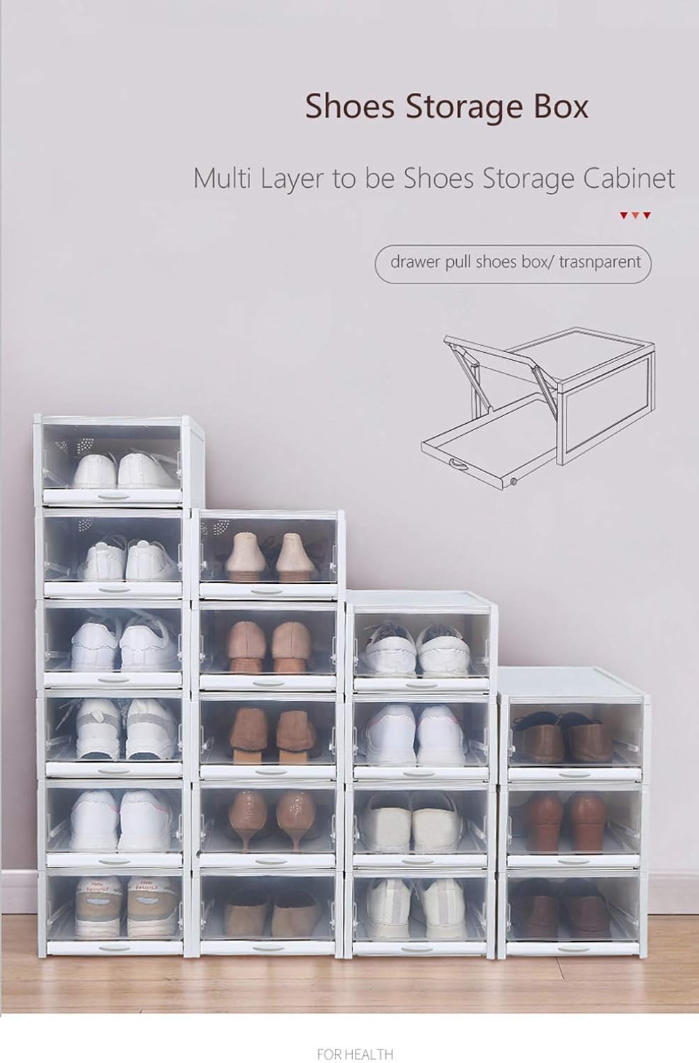 stackable clear shoe drawers on Amazon Com Plastic Pull Shoe Storage Box Clear Stackable Shoes Boxes Cabinet Organizer Flip Drawer Grey 3pcs For Man Home Improvement