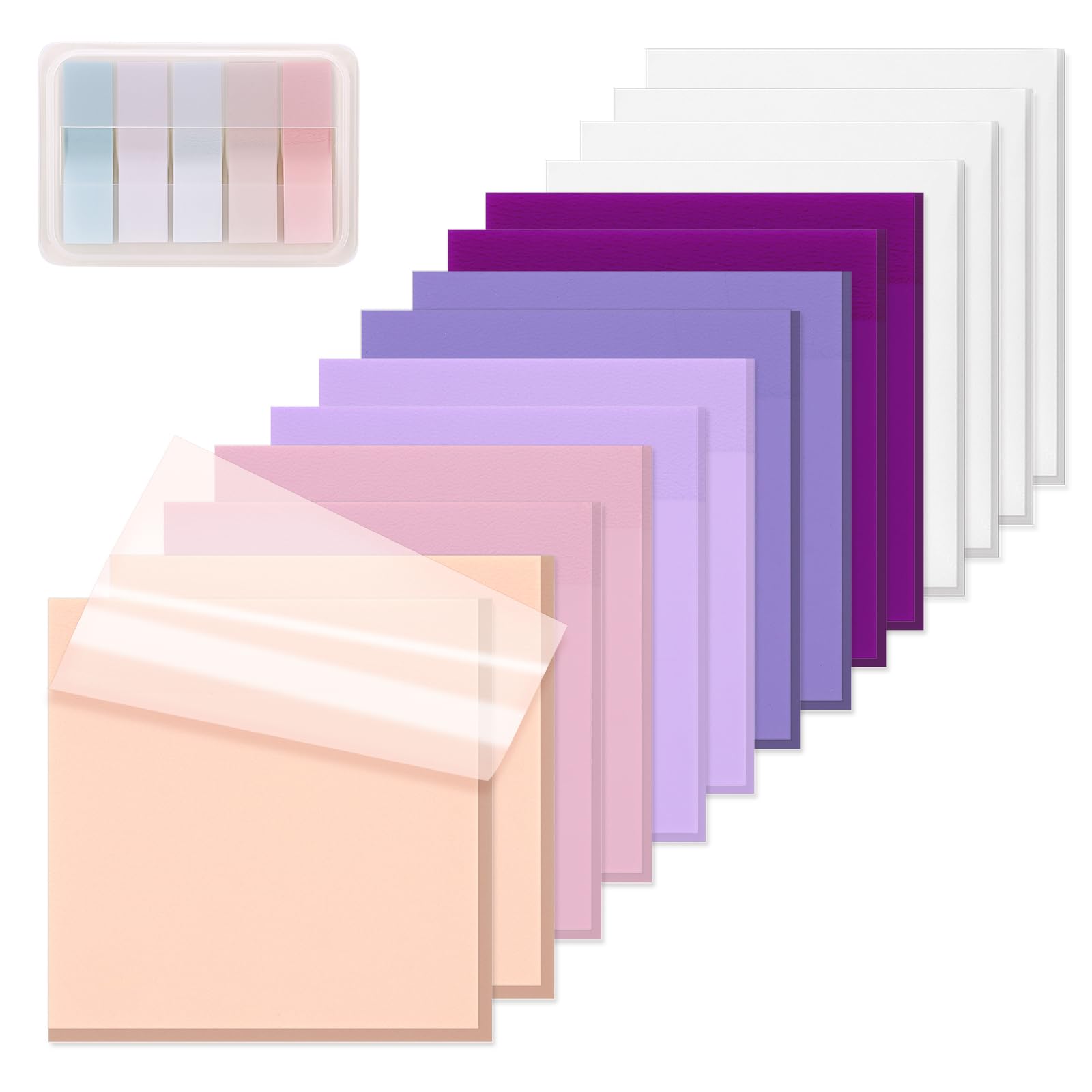 Photo 1 of ?SYMDROMIA Transparent Sticky Notes, 3"x3" Clear Post Translucent Sticky Notes with See Through Self-Adhesive Sticky Pads for Office School College Supplies, 800 Sheets Lavender Purple