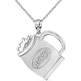 Claddagh Gold 925 Sterling Silver Beer Mug Alcohol Jug Charm Pendant Necklace
