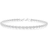 nometo 925 Sterling Silver Rope Chain Bracelet Box Chain Bracelet 2mm3mm5mm Silver/Gold Plated Bracelet for Men Women Silver Bracelet 6.5-9 Inches
