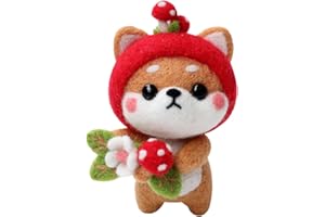 BAGERLA 1 Set Animal Wool Needle Felting Kit, Beginner's Needle Felting Kit with Instructions, Basic Tools, Needles, Finger Cots, Felting Foam Mat, Awl, Key Chains, Packing Box