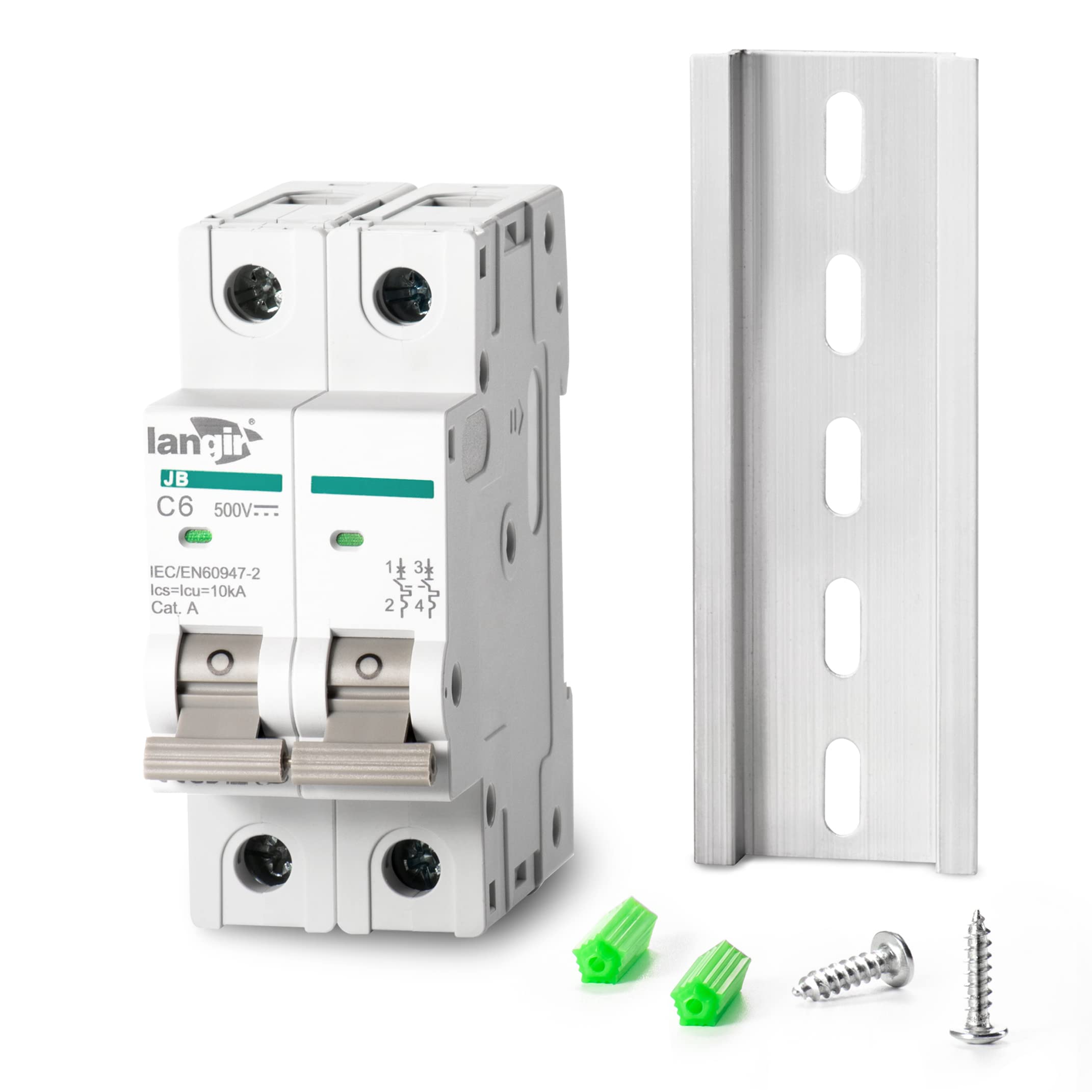LANGIR DC Circuit Breaker 2 Poles 1-63A 500V for