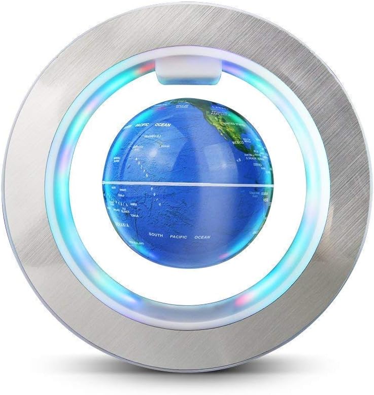 LYNICESHOP 6'' Magnetic Levitation Floating Globe with O-Frame Base,World Map with LED Light for Children Educational Gift Home Office Desk Decoration