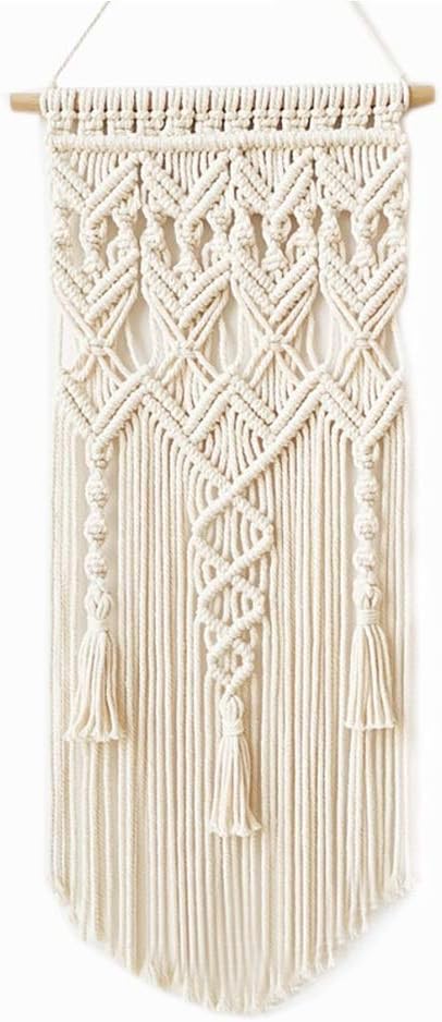Magiin Wall Hanging Photo Display & Pictures Organizer Tassel tapestry Home Decoration for Apartment Bedroom Living Room Gallery, with 25 Wood Clips (White)