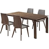 Treviso Mid-Century Walnut Wood 5 Piece Dining Set